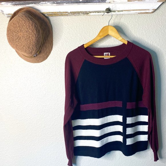 I'M Isola Marras Sweater Color Block Pullover Crew - Picture 1 of 6